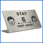 Free Standing table top desk sign Stay 6 feet apart