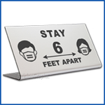Free Standing table top desk sign Stay 6 feet apart