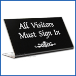 Free Standing table top desk sign All Visitors Must Sign In
