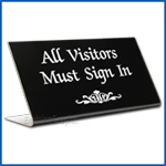 Free Standing table top desk sign All Visitors Must Sign In