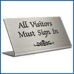 Free Standing table top desk sign All Visitors Must Sign In