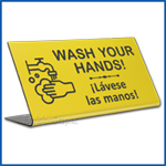 Free Standing table top desk sign Wash Your Hands