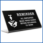 Free Standing table top desk sign All Employees Must Wash Hands