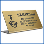 Free Standing table top desk sign All Employees Must Wash Hands