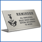 Free Standing table top desk sign All Employees Must Wash Hands