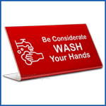 Free Standing table top desk sign All Employees Must Wash Hands