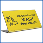 Free Standing table top desk sign All Employees Must Wash Hands