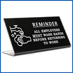 Free Standing table top desk sign All Employees Must Wash Hands