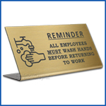 Free Standing table top desk sign All Employees Must Wash Hands