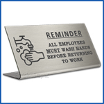 Free Standing table top desk sign All Employees Must Wash Hands