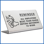 Free Standing table top desk sign All Employees Must Wash Hands