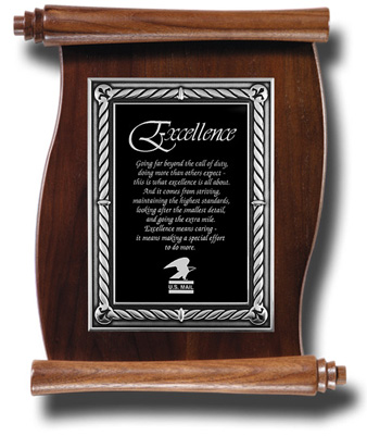 Silver Embossed Rope Walnut Scroll Plaque