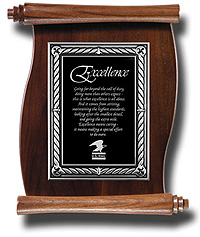 Silver Embossed Rope Walnut Scroll Plaque