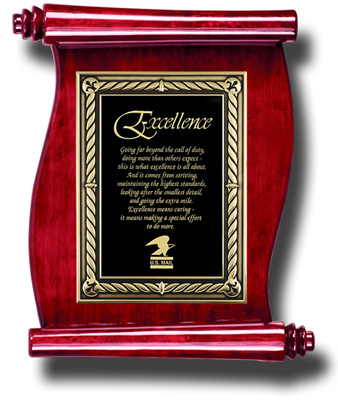 Gold Embossed Rope Rosewood Scroll Plaque