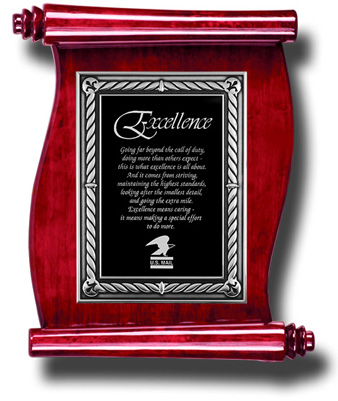 Silver Embossed Rope Rosewood Scroll Plaque