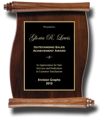 Black Linear Walnut Scroll Plaque