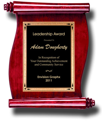 Black Teardrop Rosewood Scroll Plaque