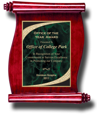 Green Majestic Rosewood Scroll Plaque