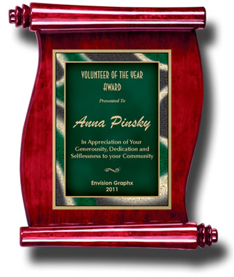 Green Artist Rosewood Scroll Plaque