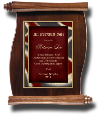 Red Artist Walnut Scroll Plaque