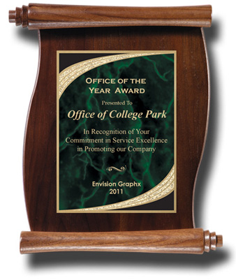 Green Majestic Walnut Scroll Plaque