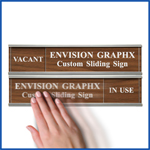 office, wall sign, custom, engraved, slider, sliding, conference room, occupied, vacant